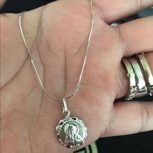 18” 18k Real white Gold mini Medallion Necklace